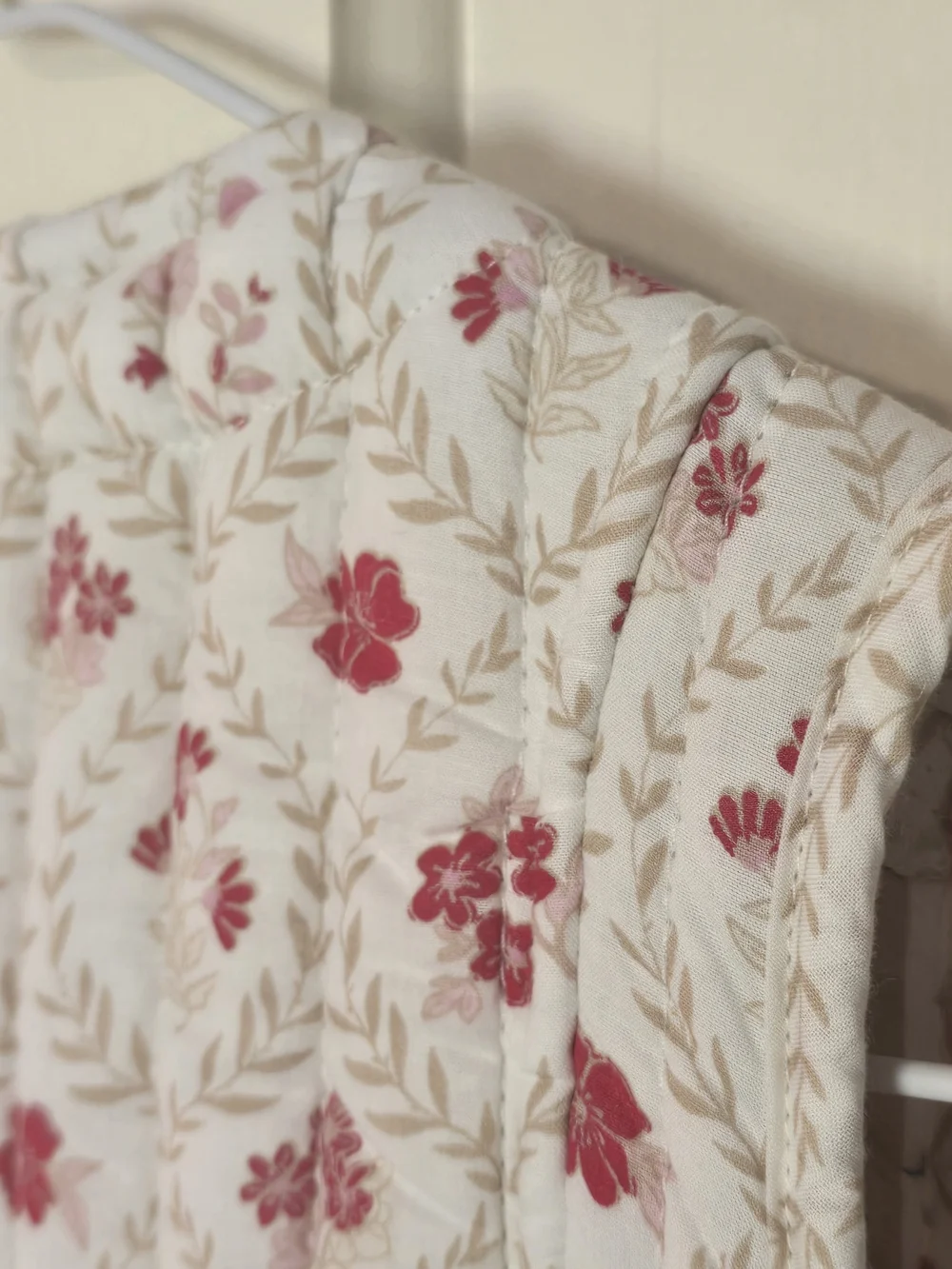 Japna Floral Tie-Front Sleeveless Vest - Cream, Dainty Pink Floral. 100% Cotton